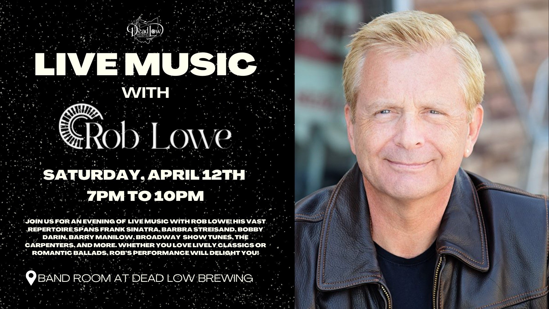 Hope to see everyone!! Come join us for some great food, beer and music! Join me for some music from Frank Sinatra, Barbara Streisand, Broadway, Barry Manilow, The Carpenters,and so much more, all the music you know and love .
DeadLow Brewery 5959 Kellogg Ave, Cincinnati, OH 45230
